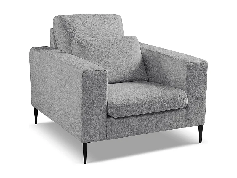 Fauteuil van lichtgrijs chenille stof - AKALA