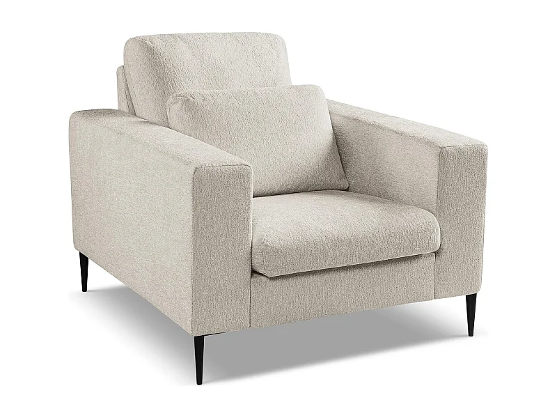 Fauteuil van beige chenille stof - AKALA