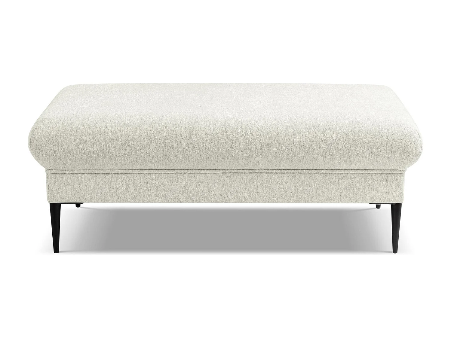 Pouf en tissu chenille - beige clair - AKALA