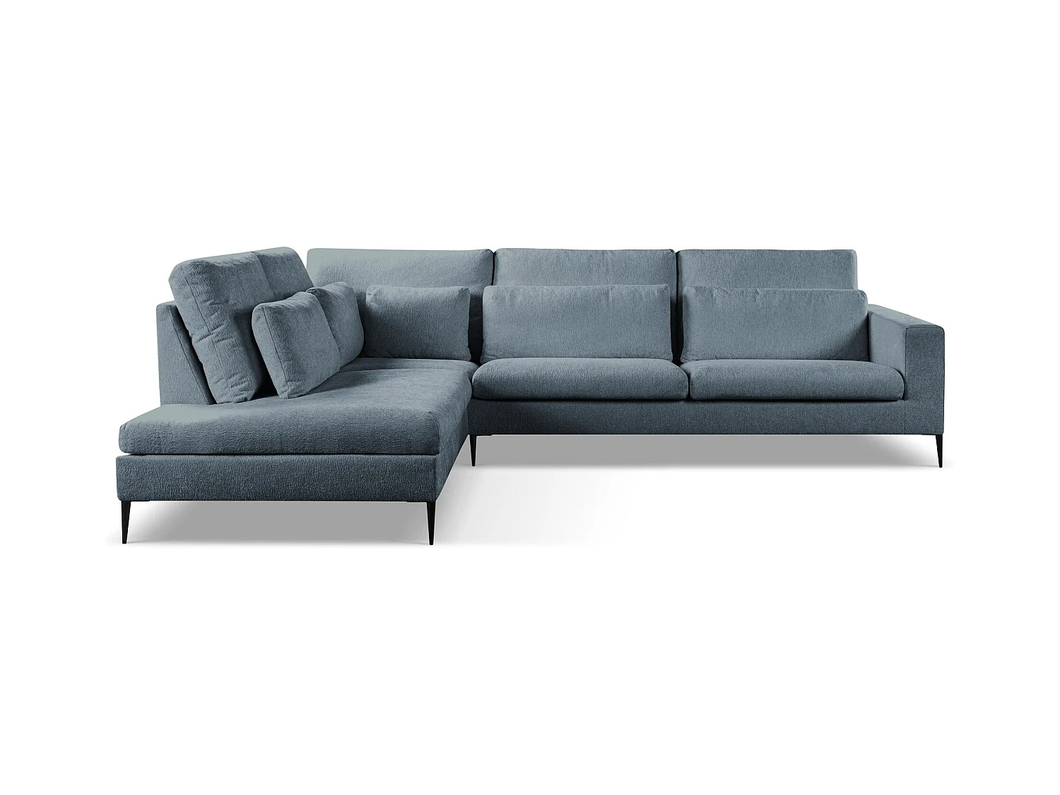 Canapé d’angle 4 places gauche en tissu chenille - bleu - AKALA