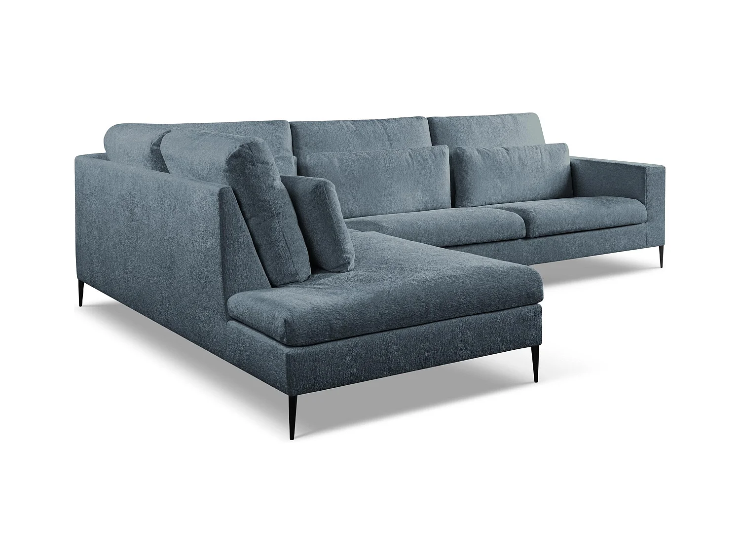 Canapé d’angle 4 places gauche en tissu chenille - bleu - AKALA