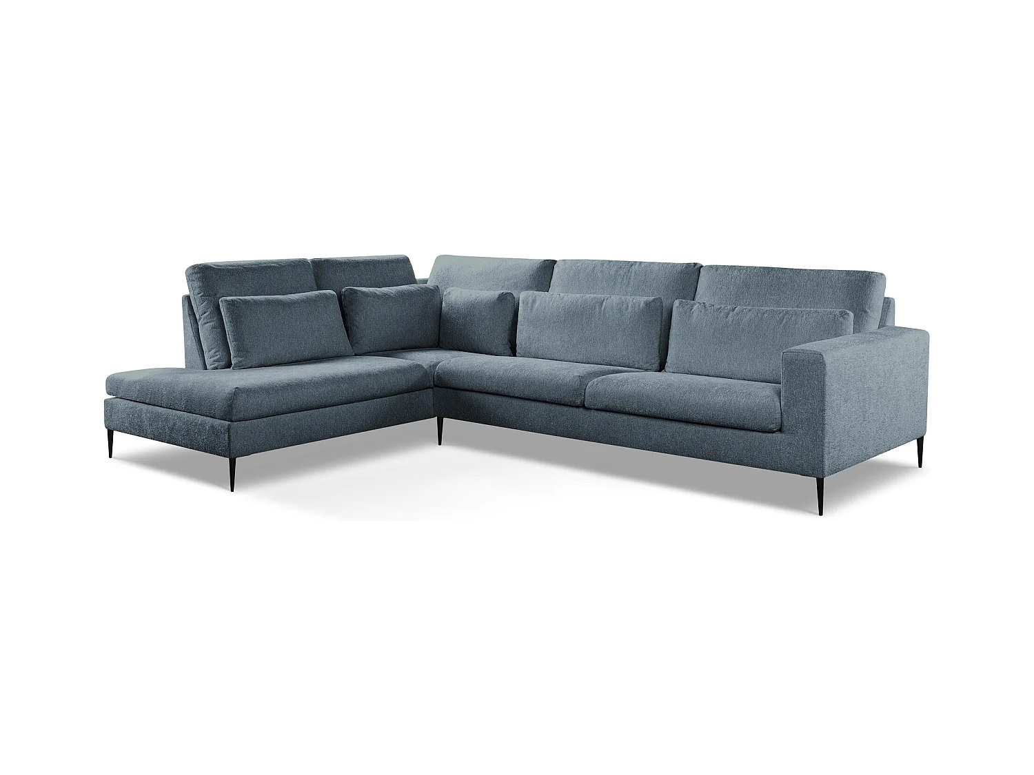 Ecksofa Links - Links - Chenille - Blau - AKALA