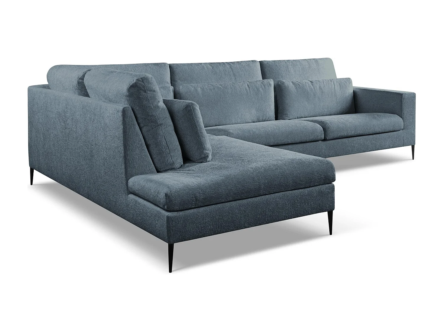 Canapé d’angle 4 places gauche en tissu chenille - bleu - AKALA