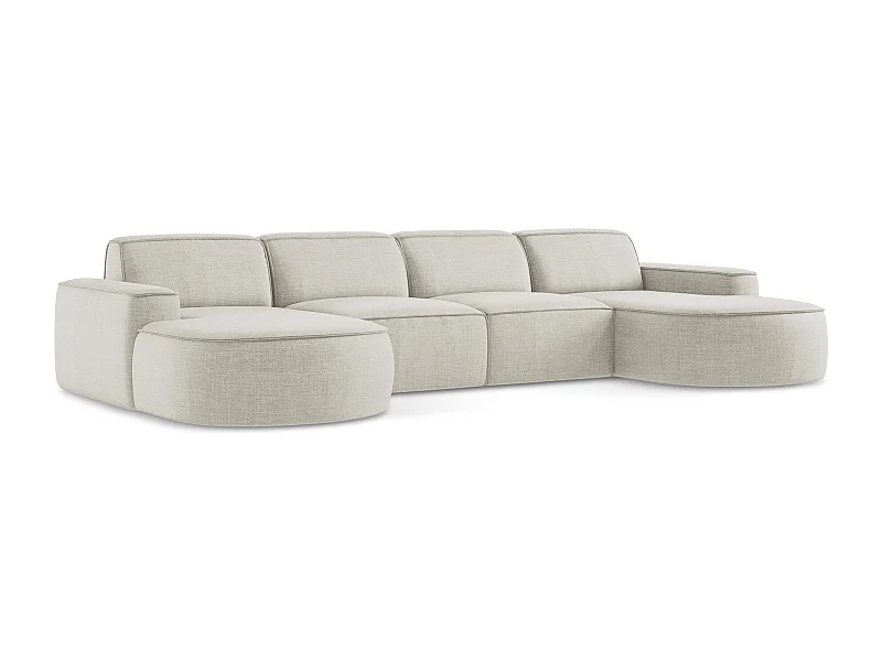 Modulares Wohnlandschaft - Strukturstoff - Hell beige - OMAO