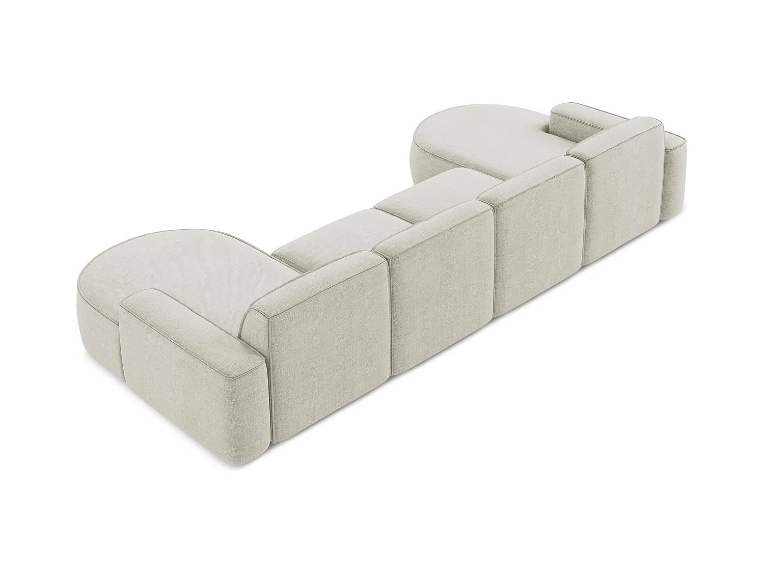 Canapé panoramique 4 places modulaire gauche en tissu texturé - beige clair - OMAO