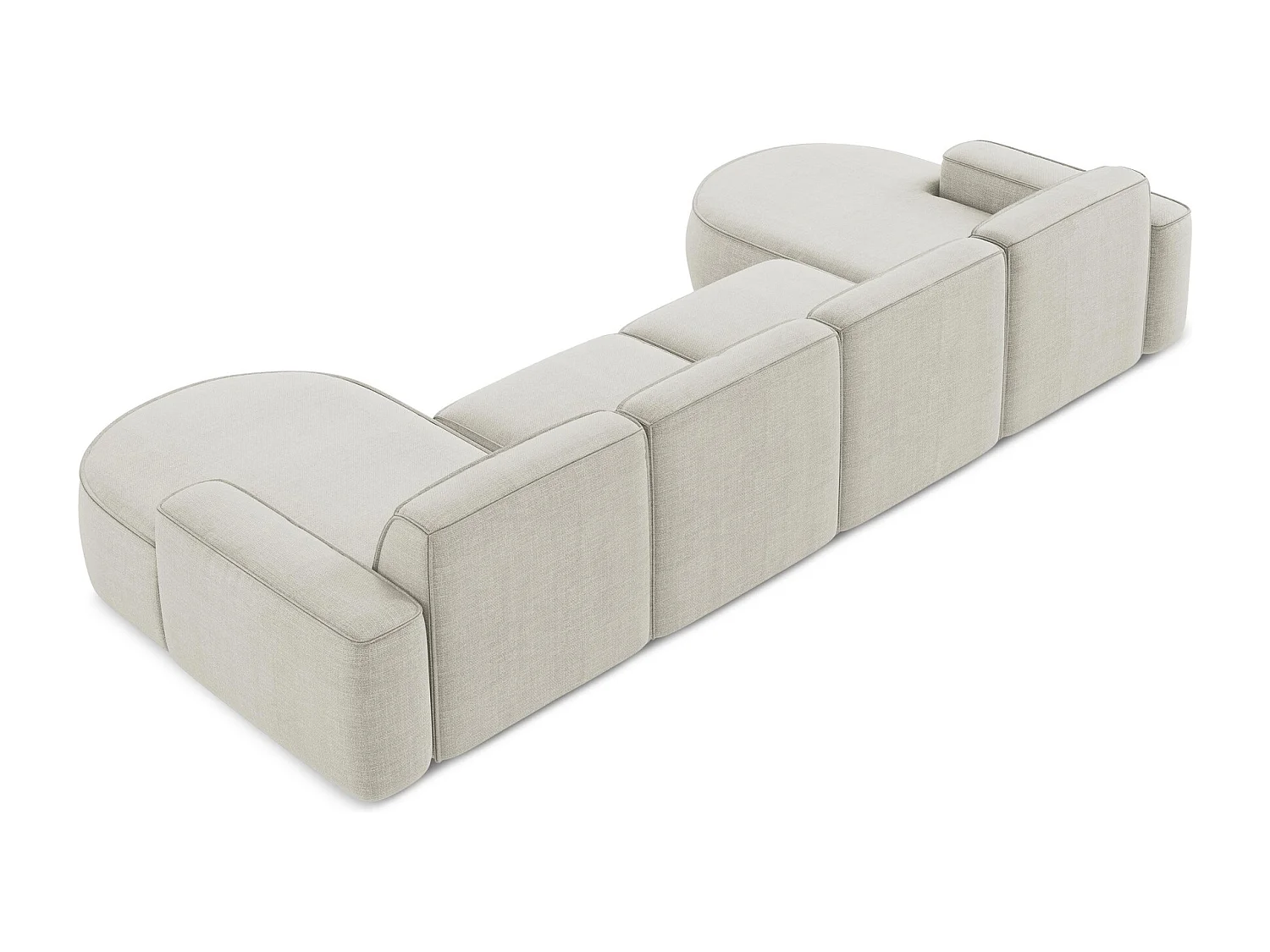 Canapé panoramique 4 places modulaire gauche en tissu texturé - beige clair - OMAO