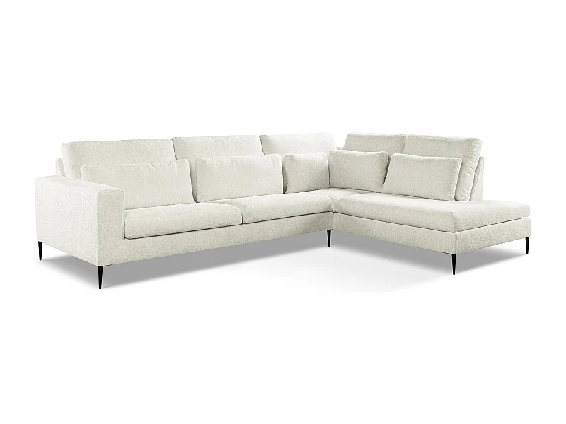 Ecksofa - Ecke Rechts - Chenille - Hell beige - AKALA