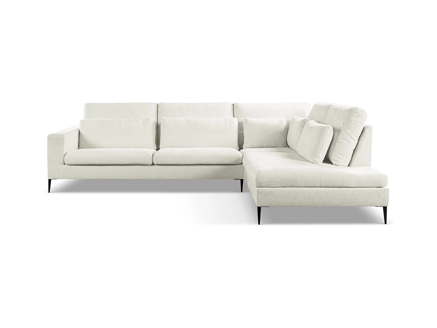 Canapé d’angle 4 places droit en tissu chenille - beige clair - AKALA