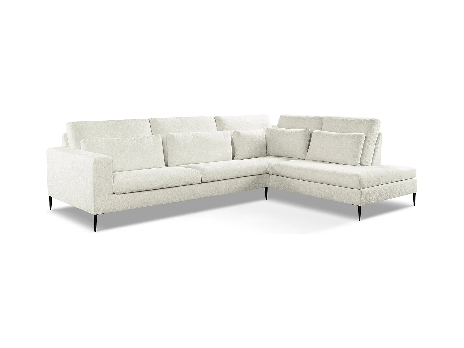 Ecksofa - Ecke Rechts - Chenille - Hell beige - AKALA