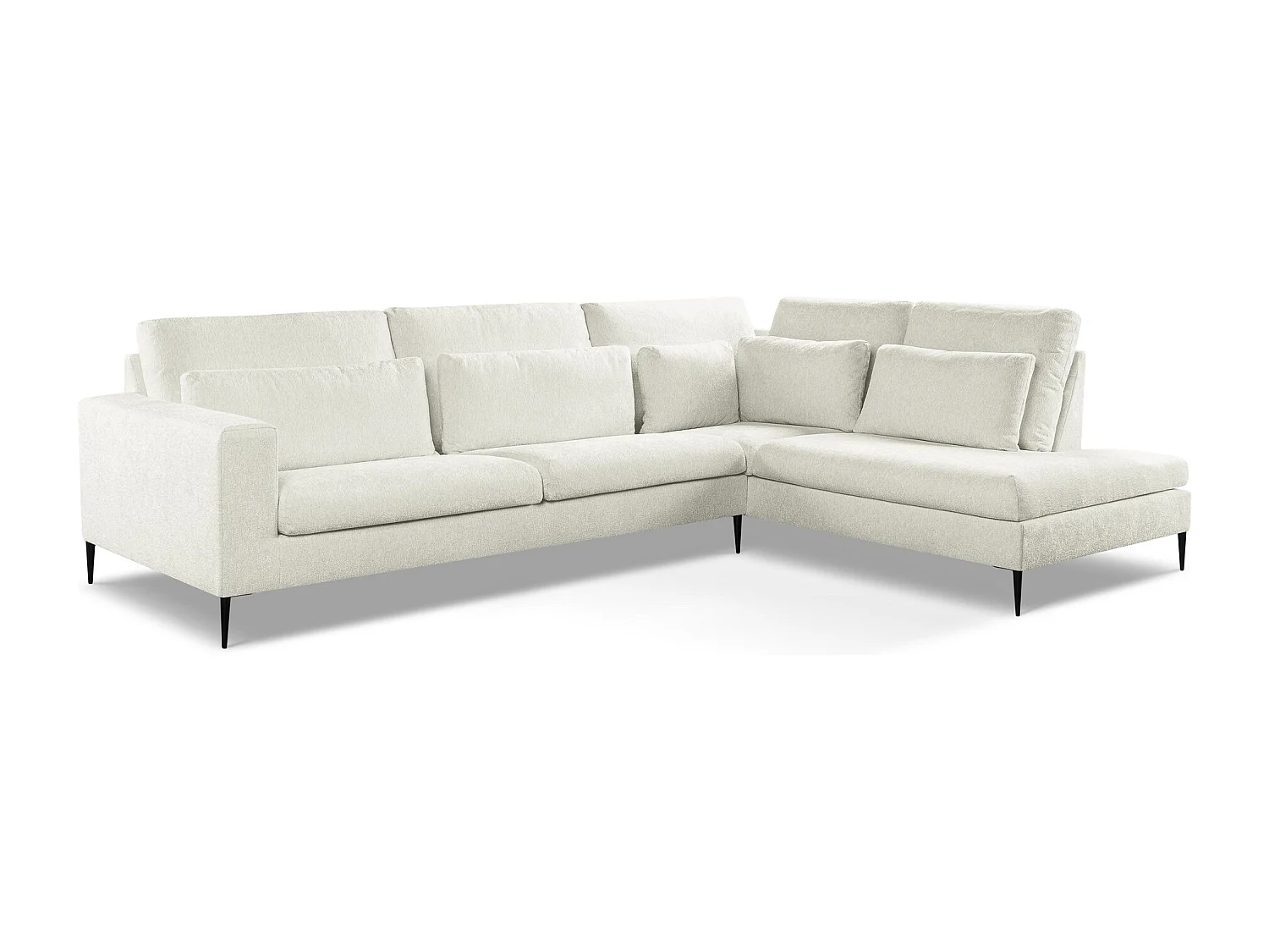 Canapé d’angle 4 places droit en tissu chenille - beige clair - AKALA