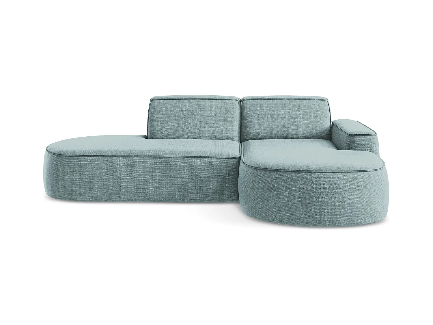 Canapé d'angle 3 places modulaire droit en tissu texturé - jeans - OMAO