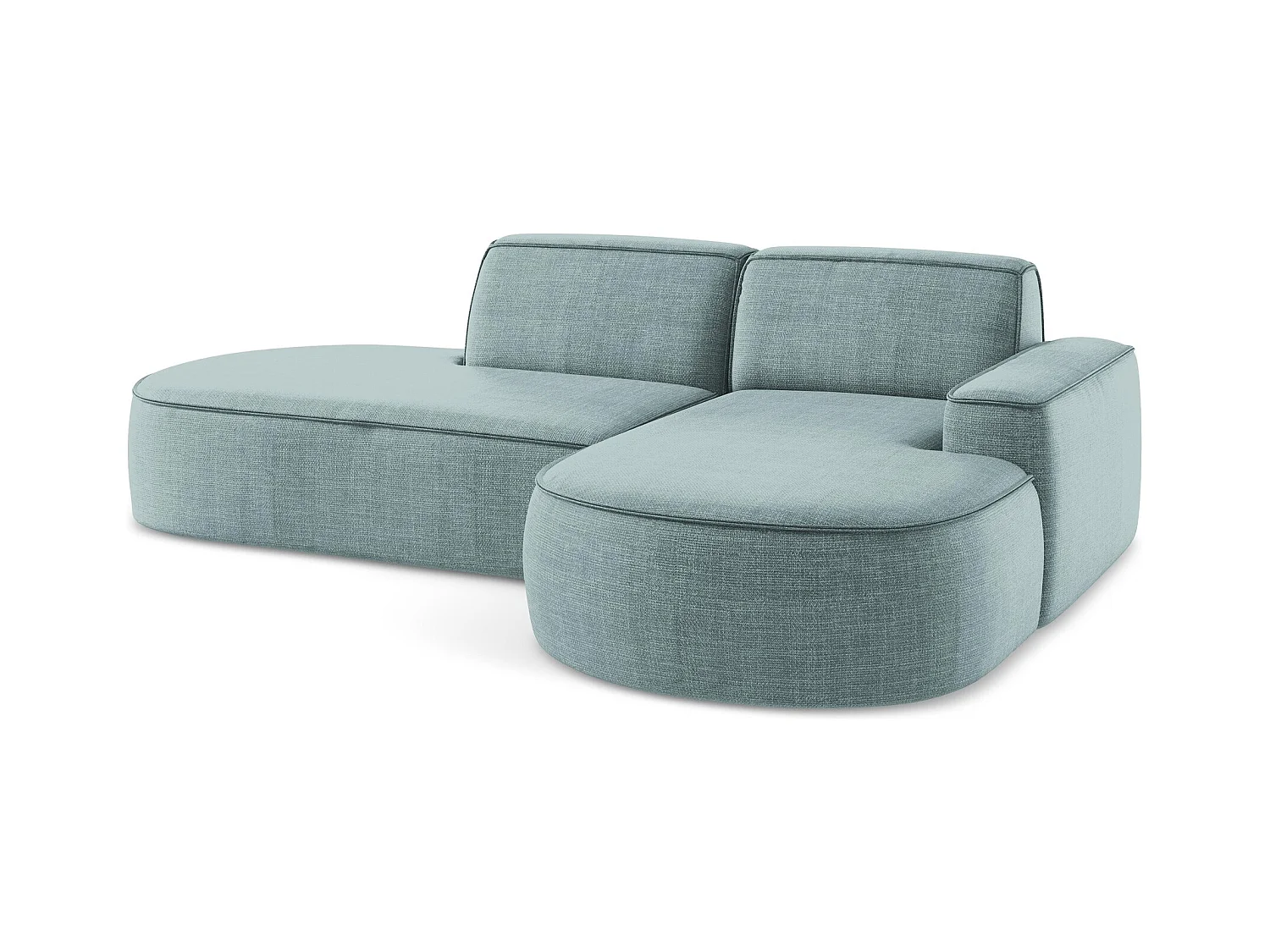 Canapé d'angle 3 places modulaire droit en tissu texturé - jeans - OMAO