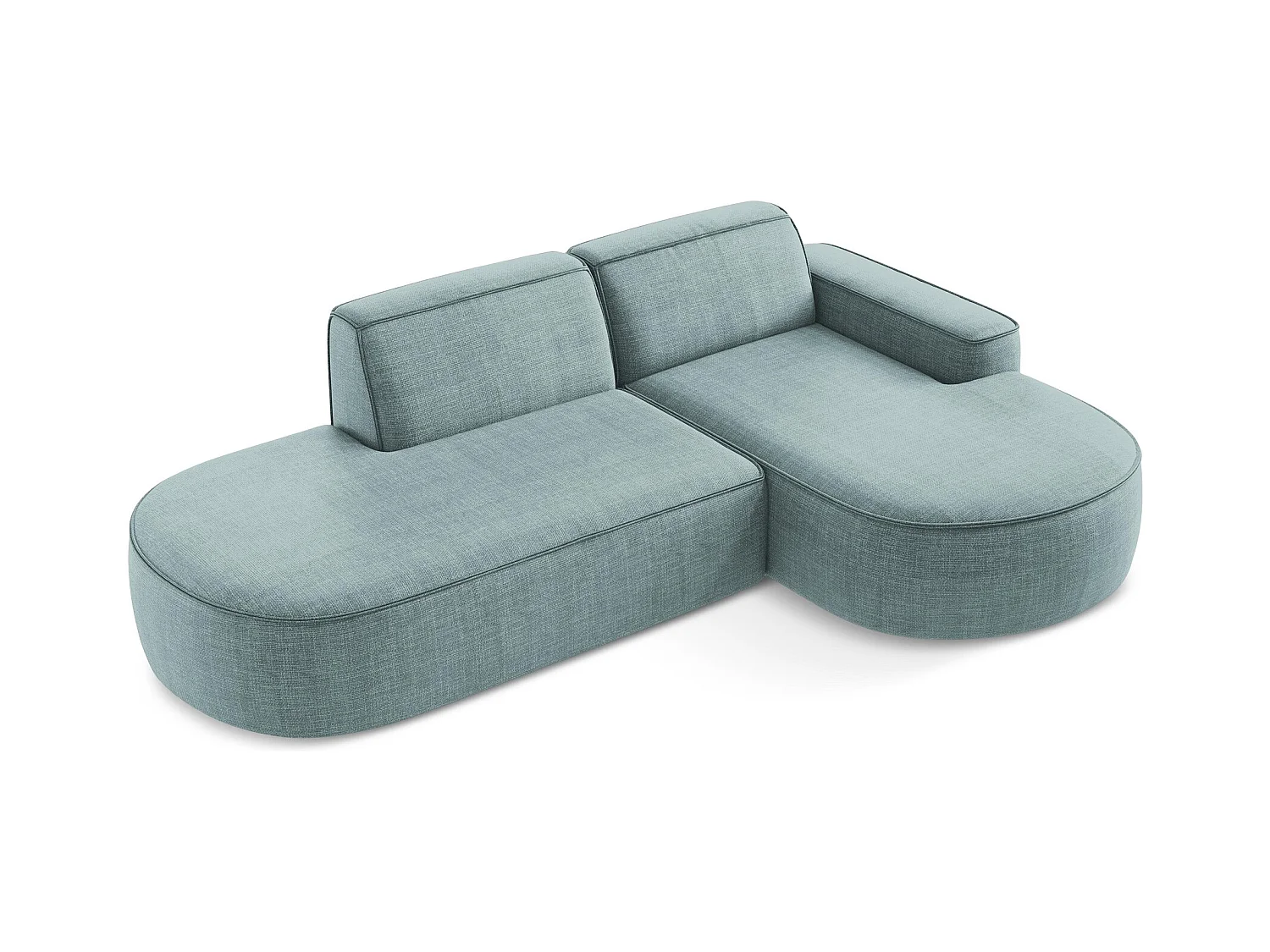 Canapé d'angle 3 places modulaire droit en tissu texturé - jeans - OMAO