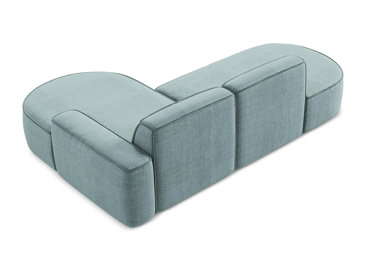 Canapé d'angle 3 places modulaire droit en tissu texturé - jeans - OMAO