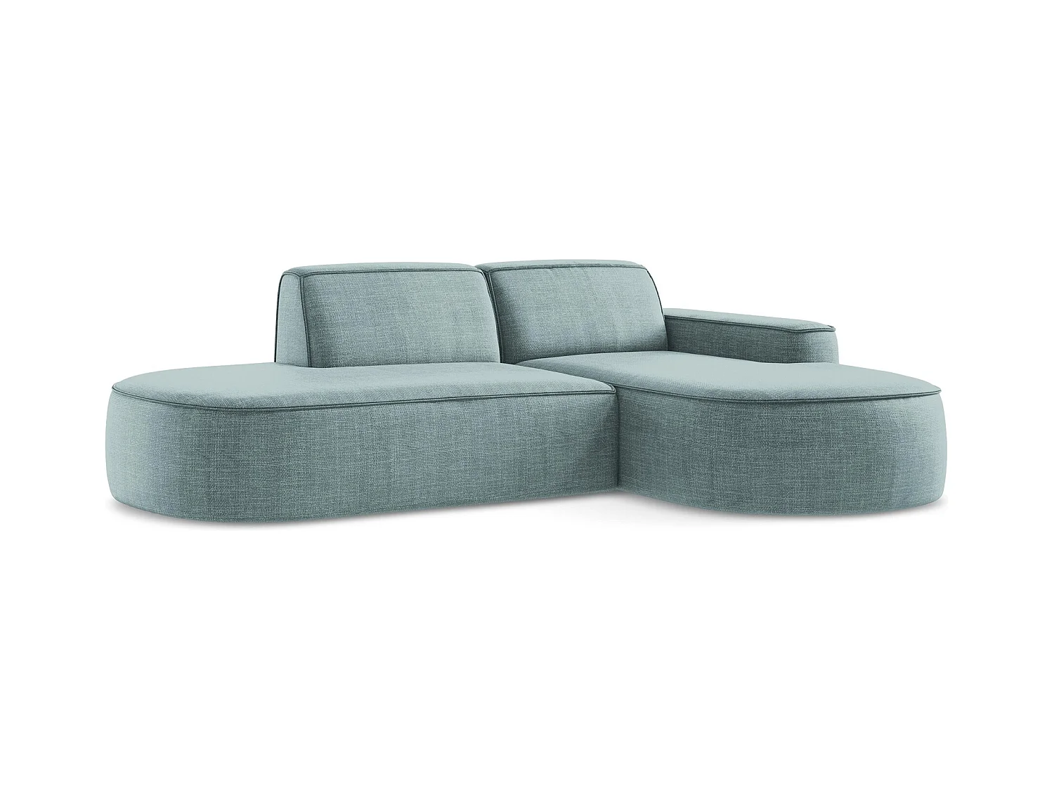 Canapé d'angle 3 places modulaire droit en tissu texturé - jeans - OMAO