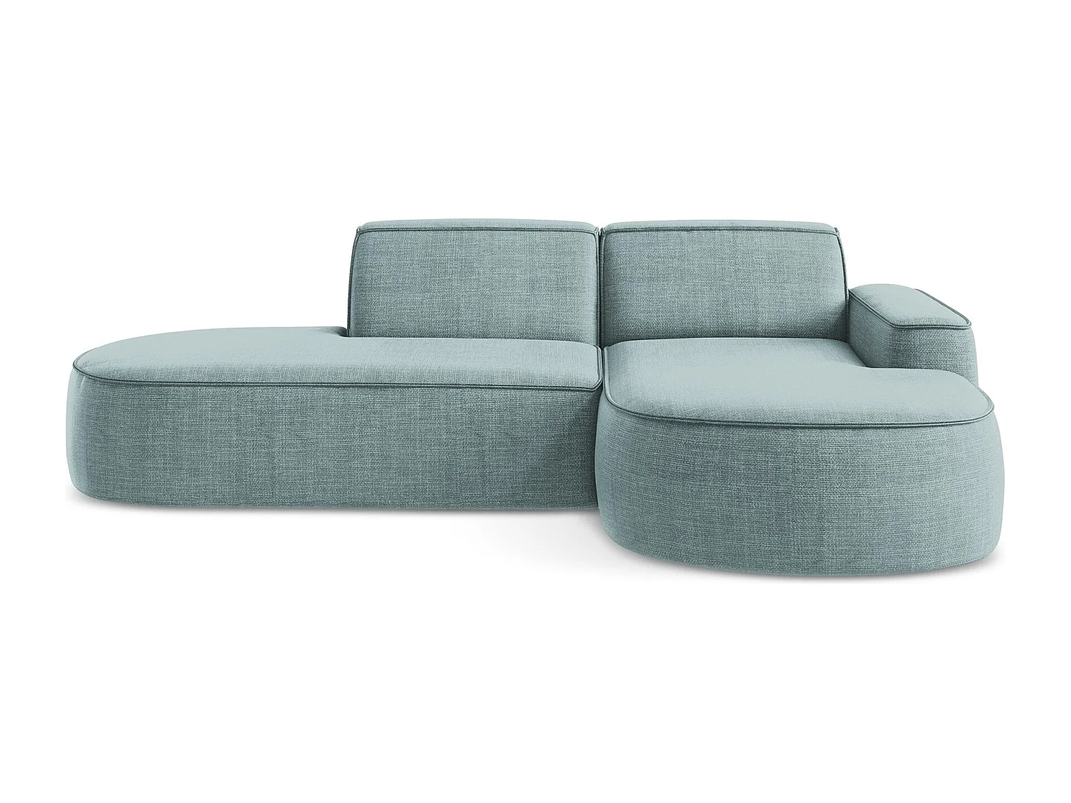 Canapé d'angle 3 places modulaire droit en tissu texturé - jeans - OMAO