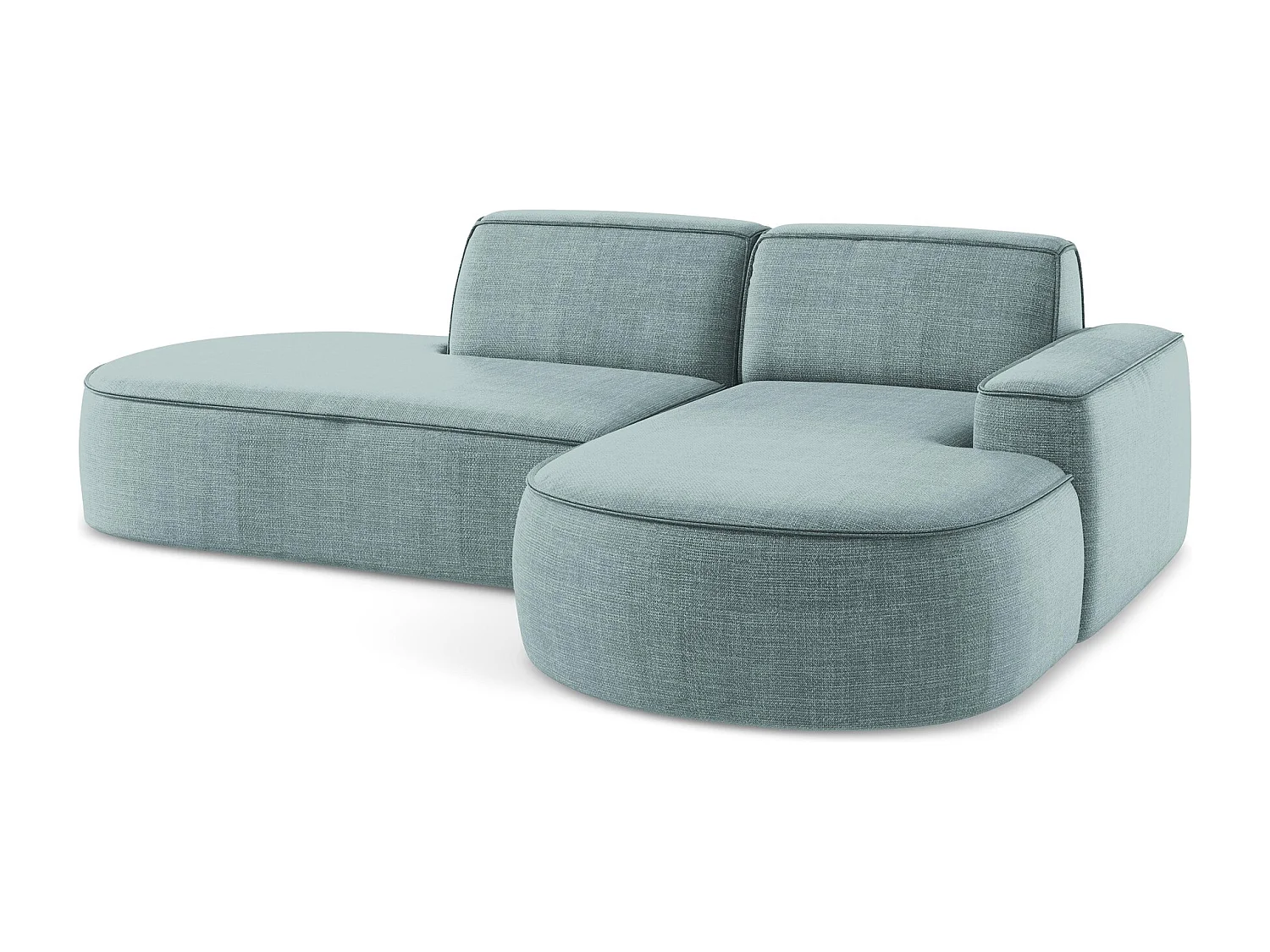 Canapé d'angle 3 places modulaire droit en tissu texturé - jeans - OMAO