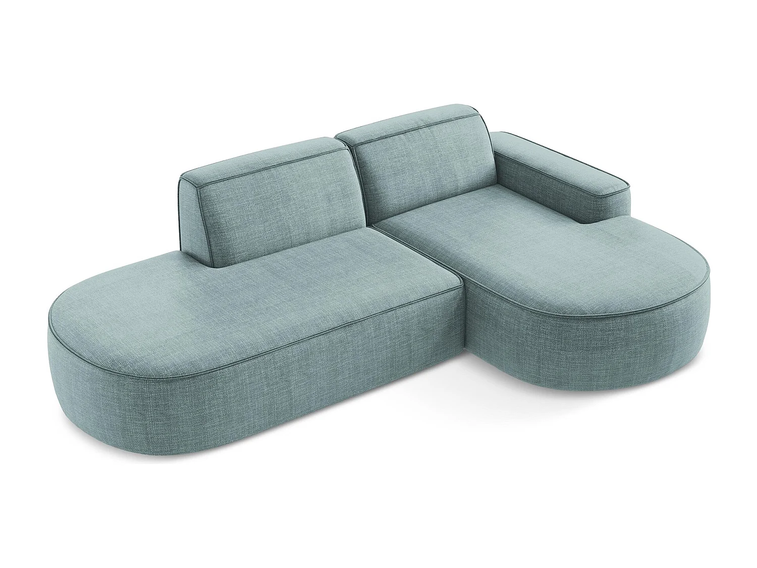 Canapé d'angle 3 places modulaire droit en tissu texturé - jeans - OMAO