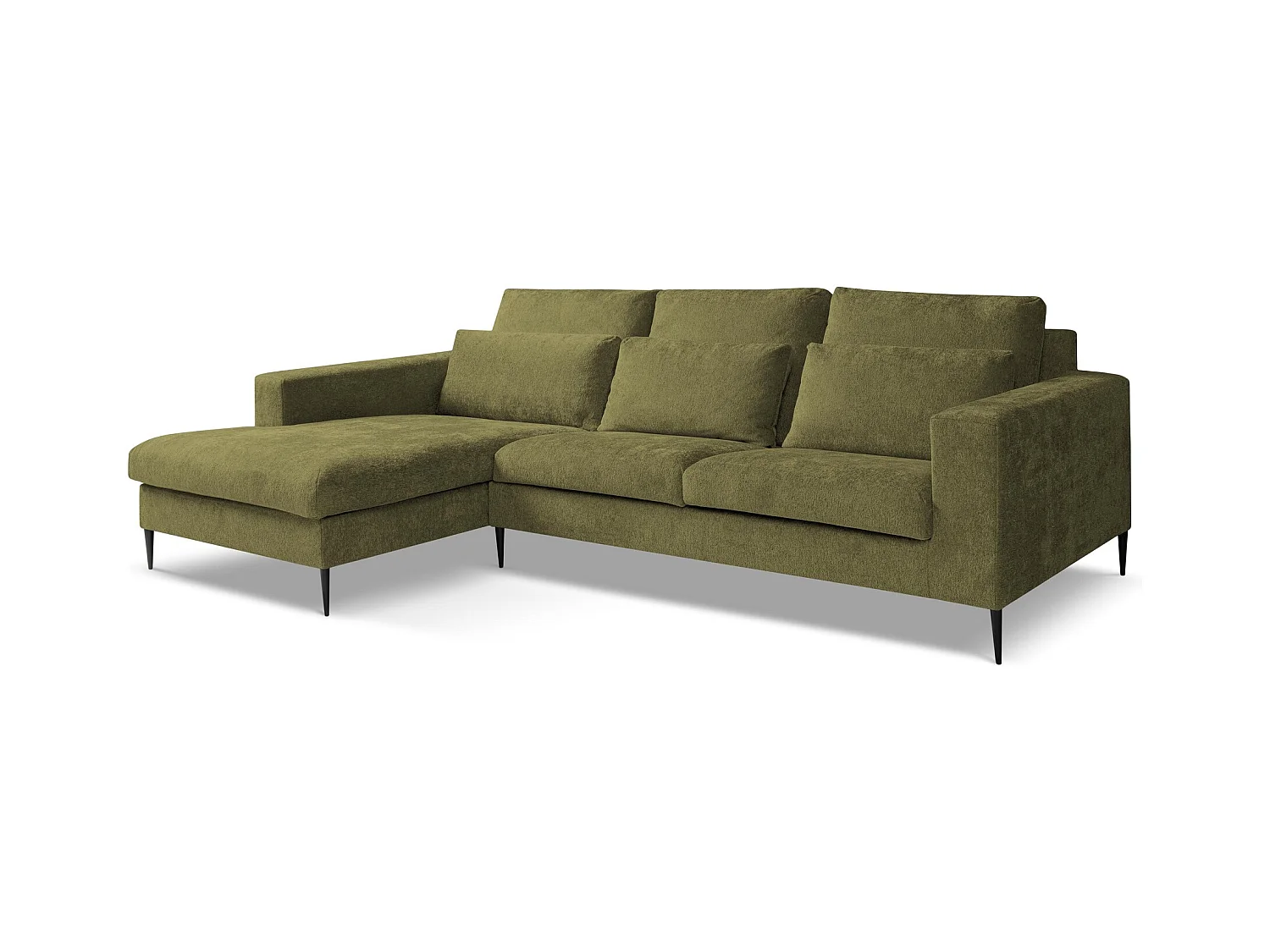 Canapé d’angle 3 places gauche en tissu chenille - olive - AKALA