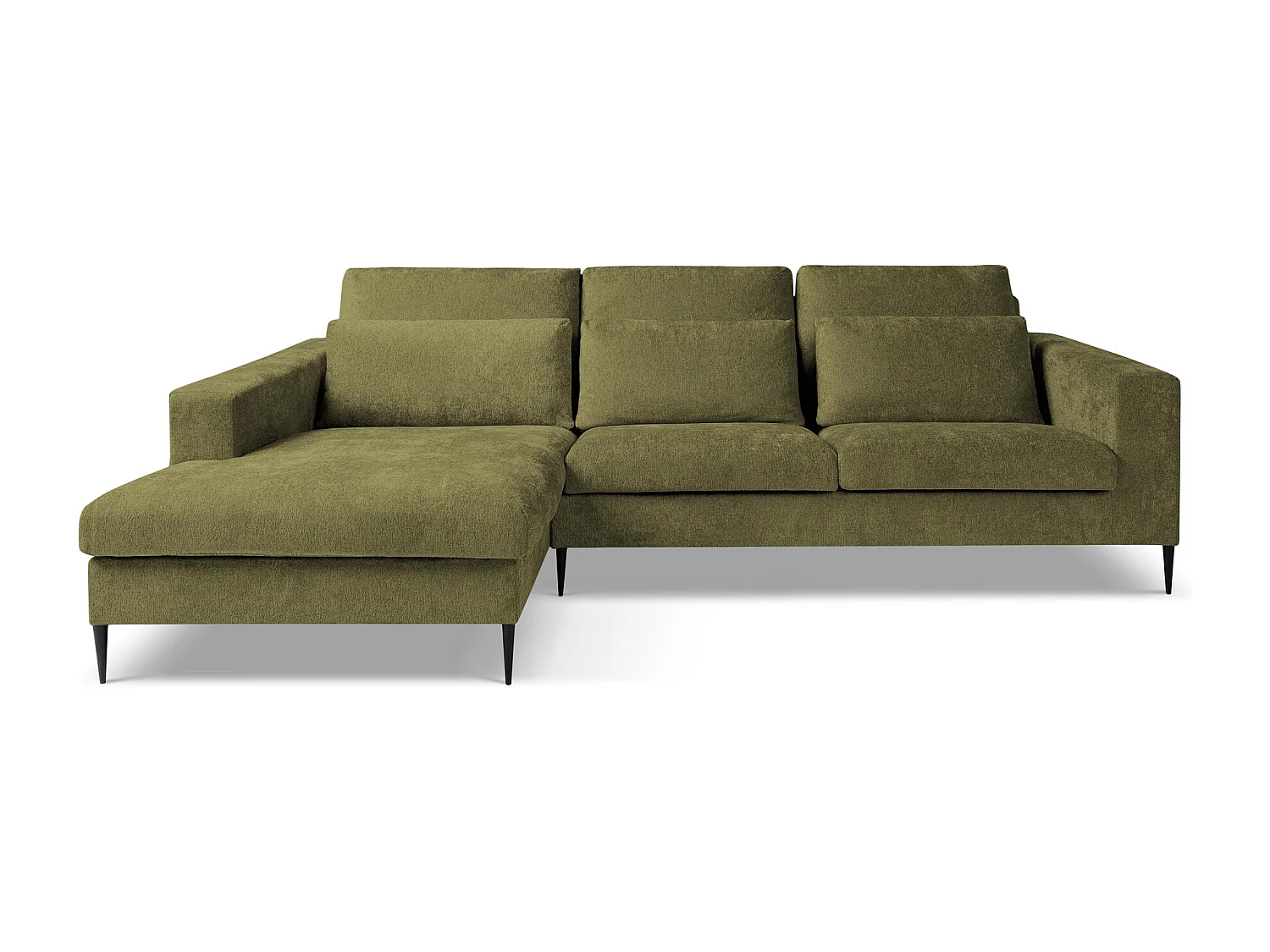 Canapé d’angle 3 places gauche en tissu chenille - olive - AKALA