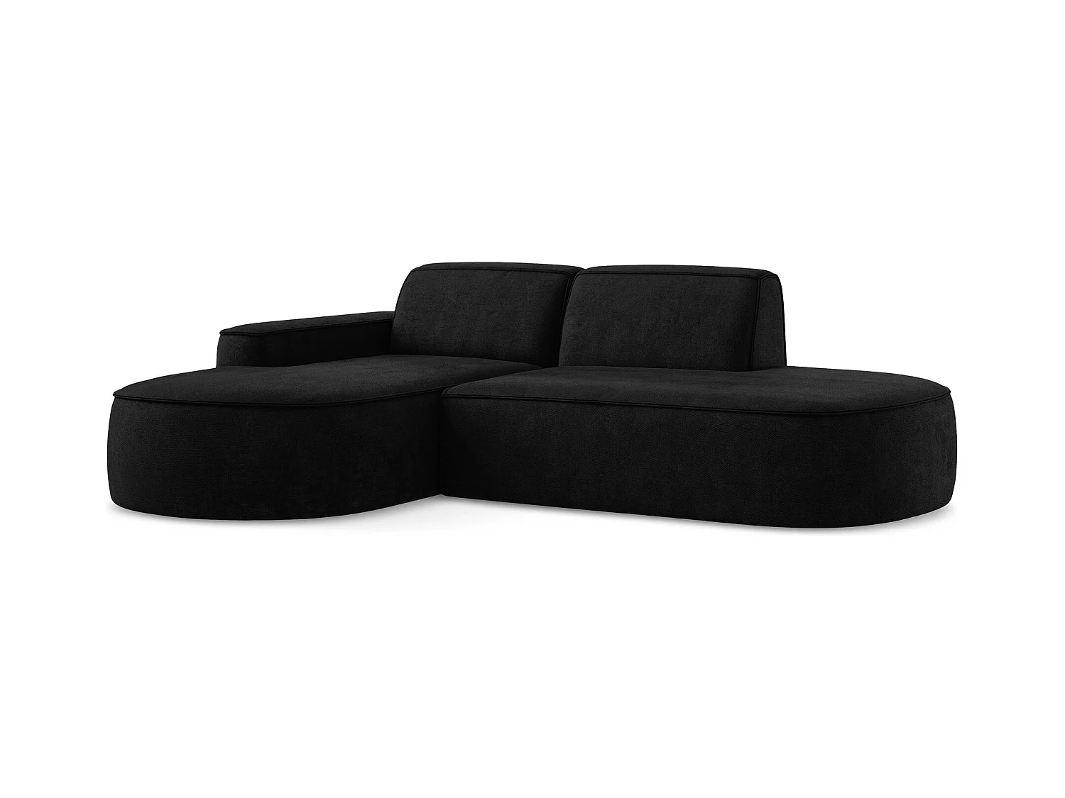 Canapé d'angle 3 places modulaire gauche en tissu chenille - noir - OMAO