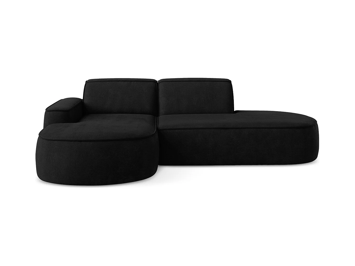 Canapé d'angle 3 places modulaire gauche en tissu chenille - noir - OMAO