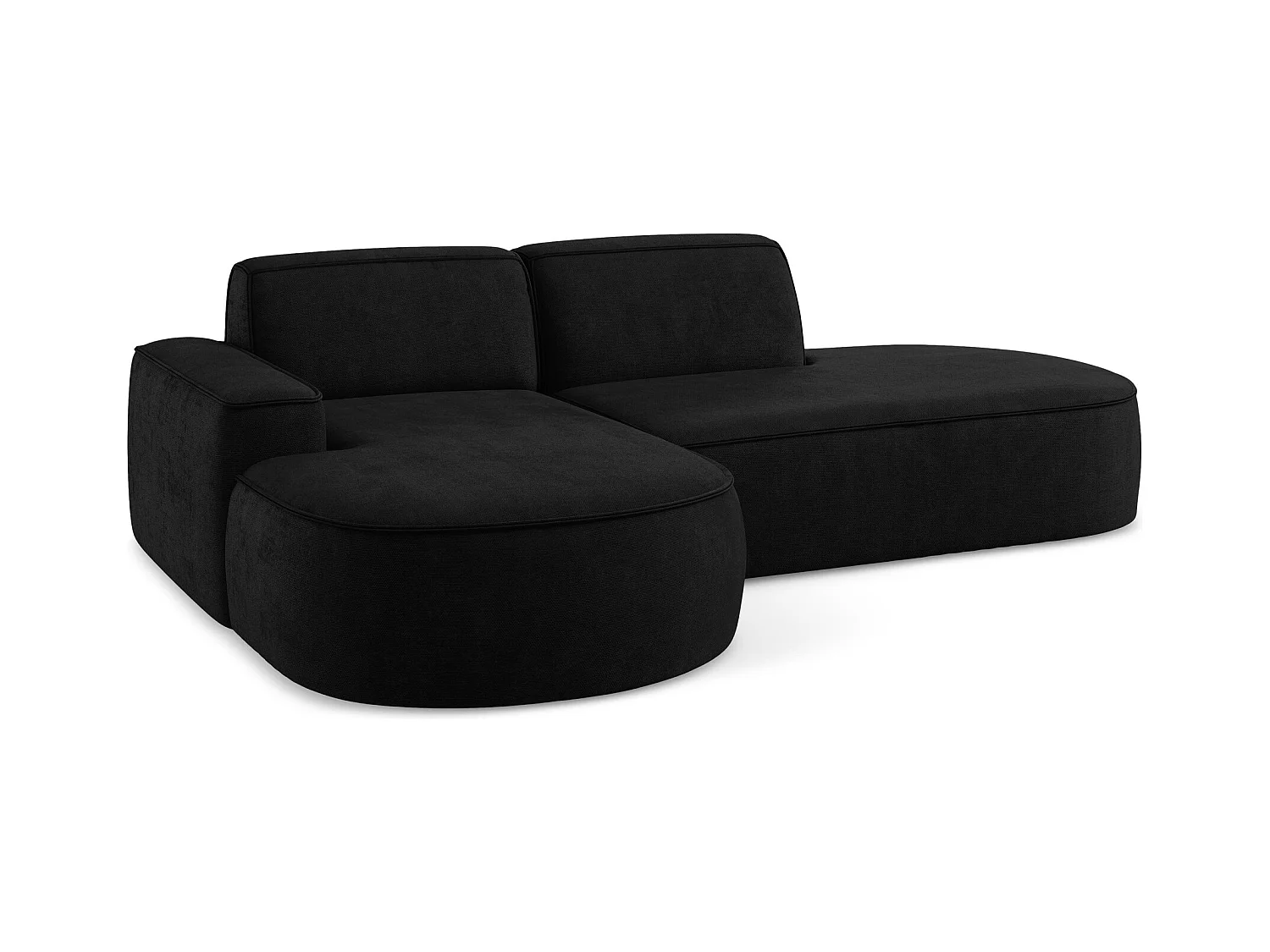 Canapé d'angle 3 places modulaire gauche en tissu chenille - noir - OMAO