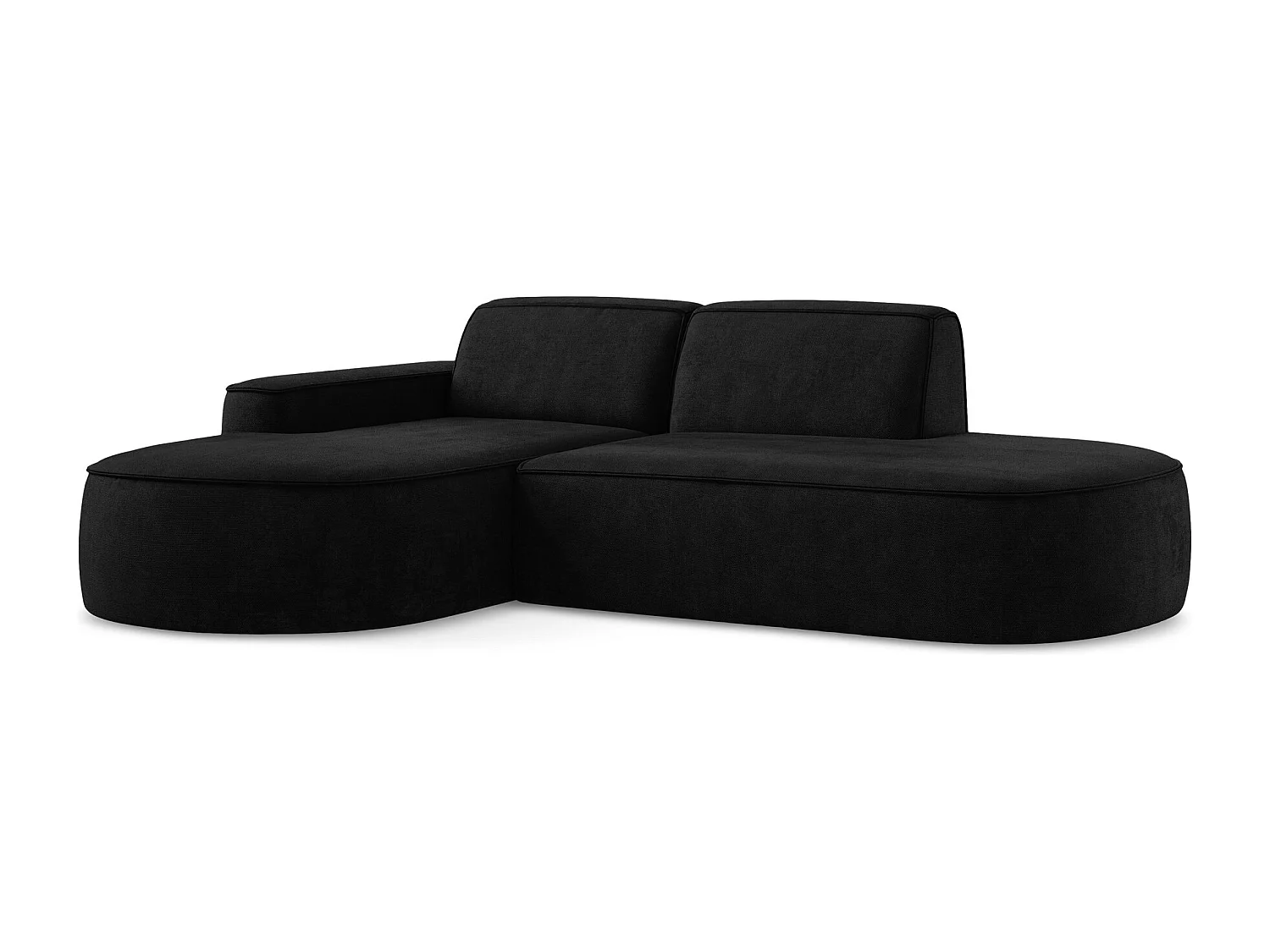 Canapé d'angle 3 places modulaire gauche en tissu chenille - noir - OMAO