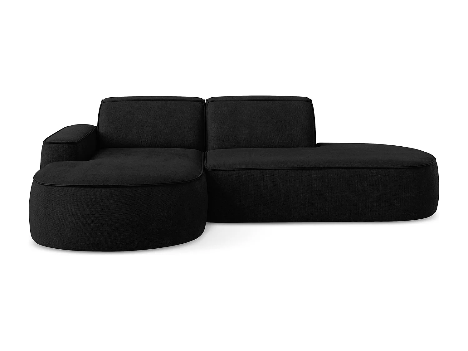 Canapé d'angle 3 places modulaire gauche en tissu chenille - noir - OMAO