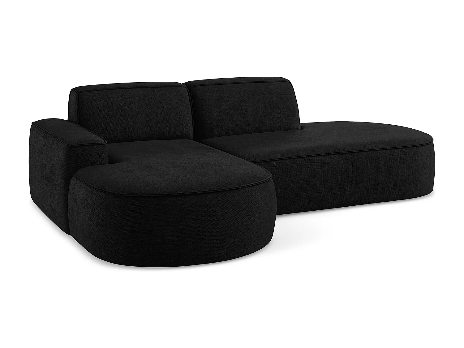 Canapé d'angle 3 places modulaire gauche en tissu chenille - noir - OMAO