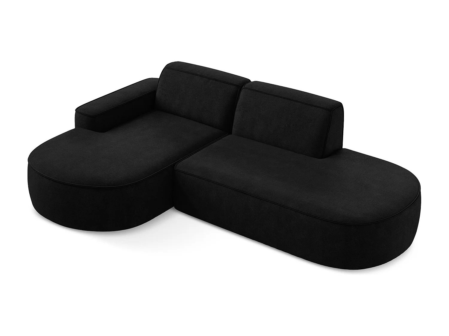 Canapé d'angle 3 places modulaire gauche en tissu chenille - noir - OMAO