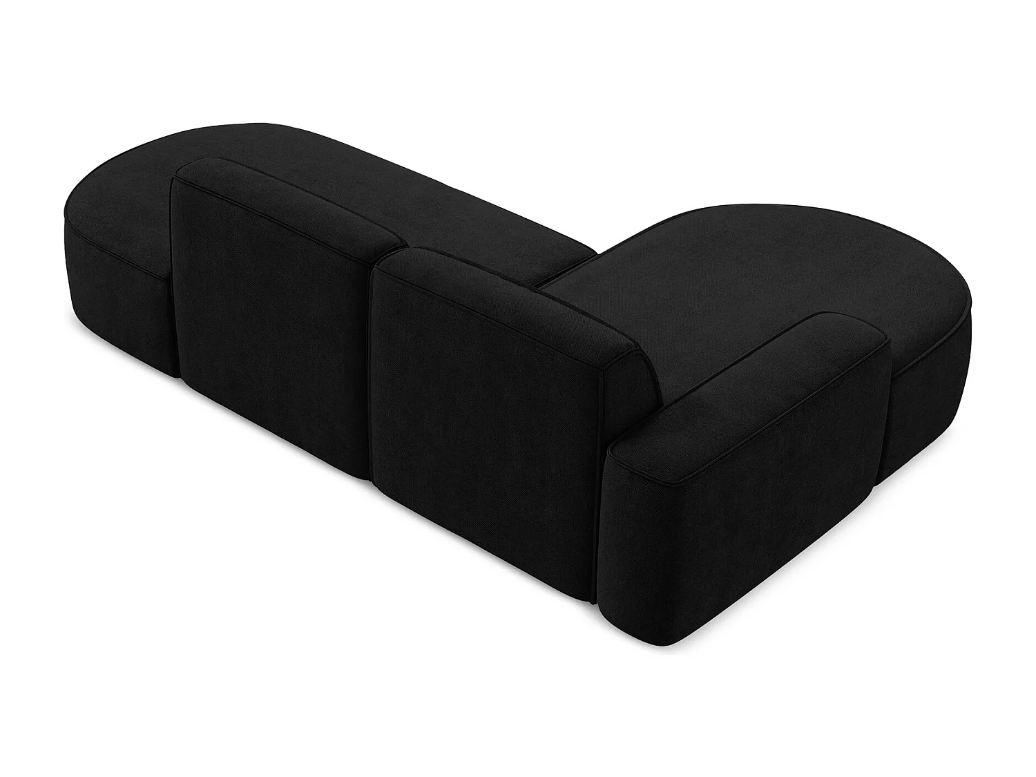 Canapé d'angle 3 places modulaire gauche en tissu chenille - noir - OMAO