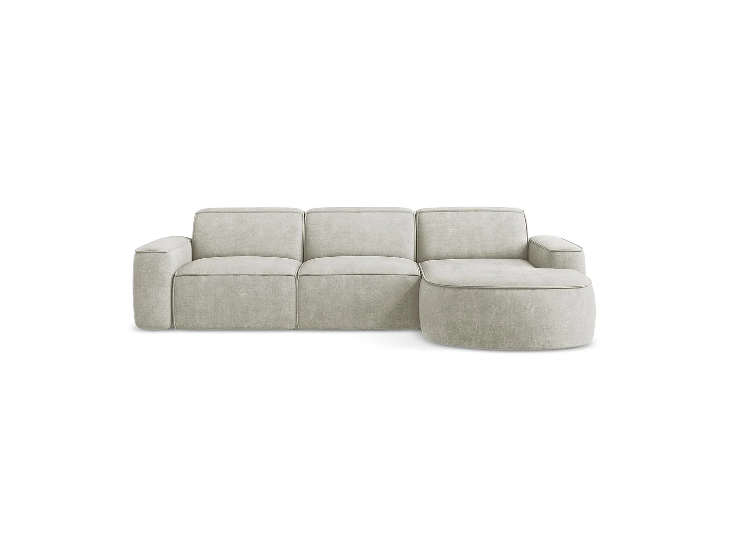 Canapé d'angle 3 places modulaire droit en tissu chenille - perle - MELISSA