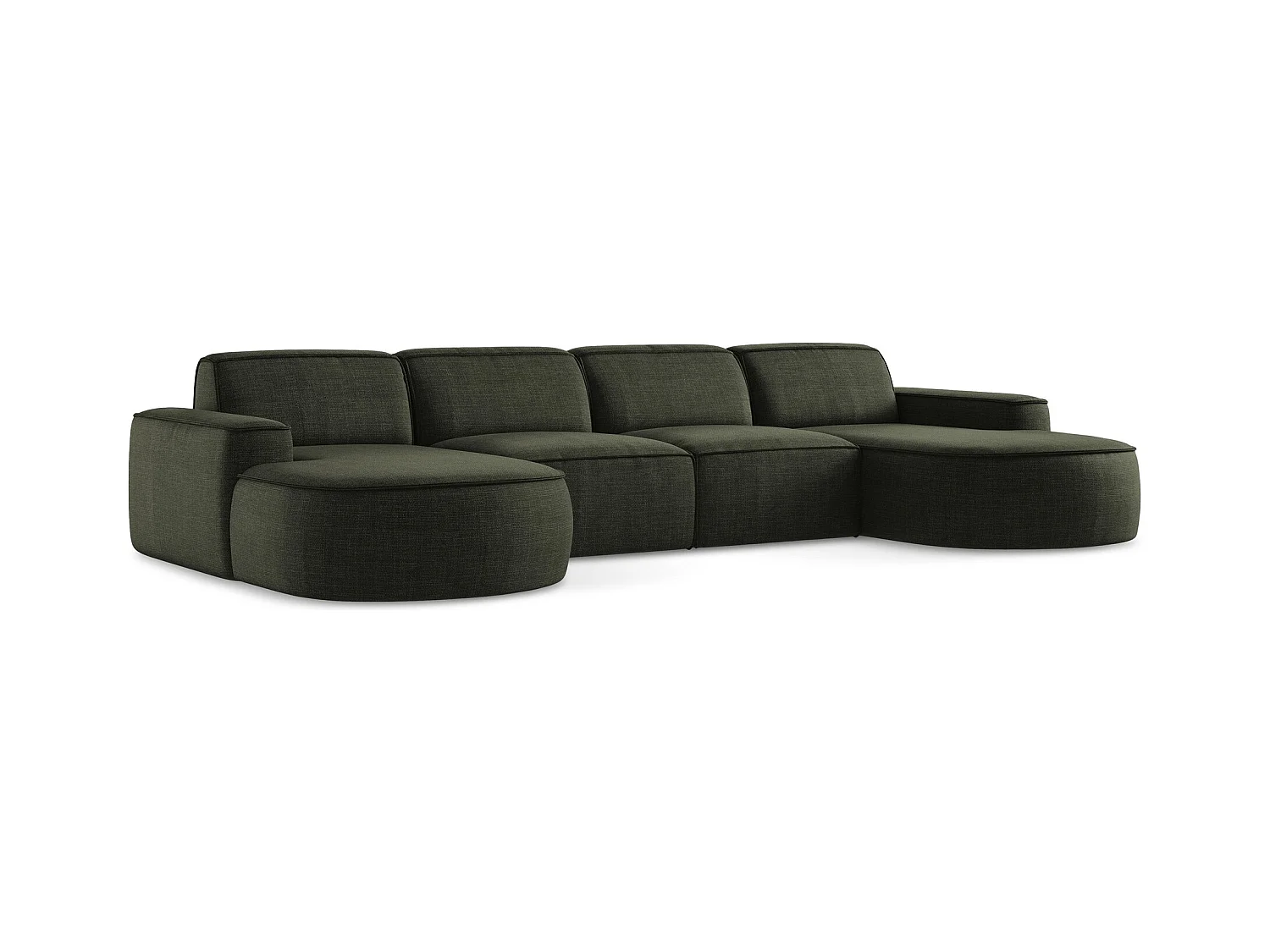 Canapé panoramique 4 places modulaire gauche en tissu texturé - olive - OMAO