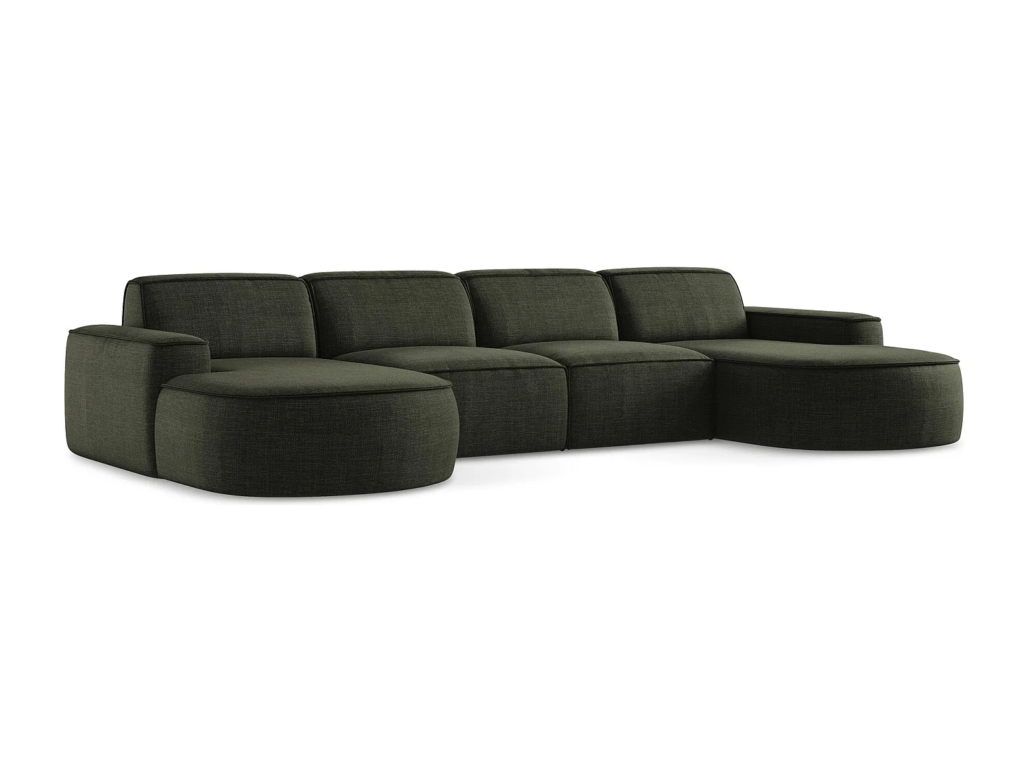 Canapé panoramique 4 places modulaire gauche en tissu texturé - olive - OMAO