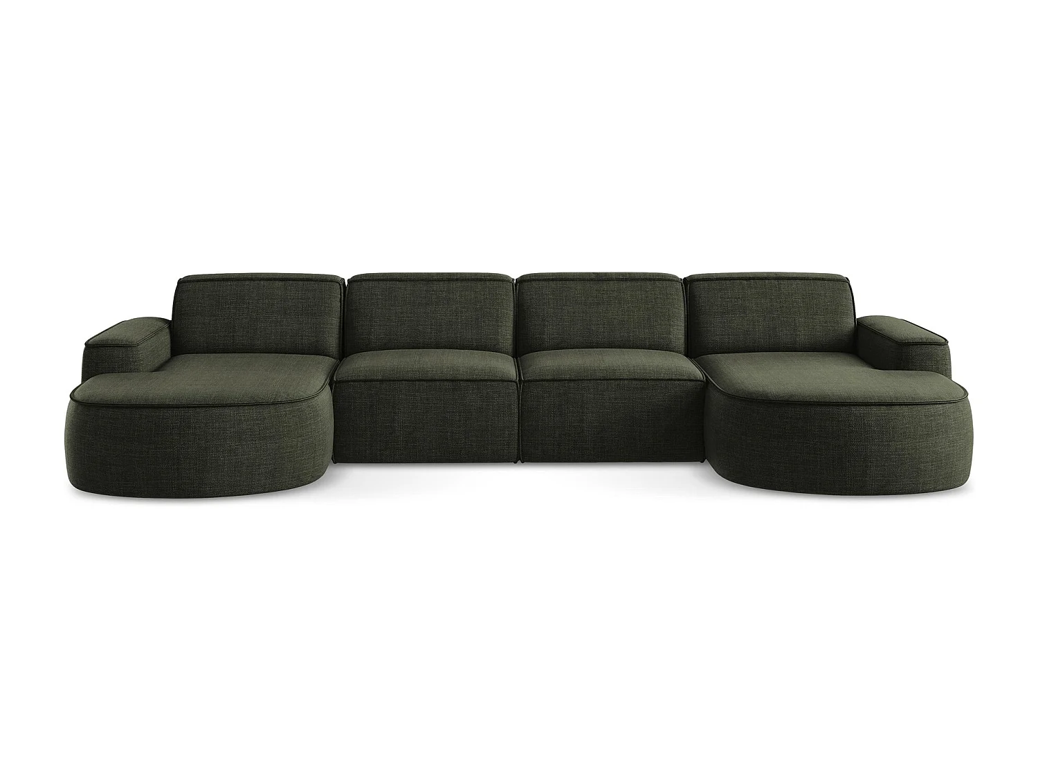 Canapé panoramique 4 places modulaire gauche en tissu texturé - olive - OMAO