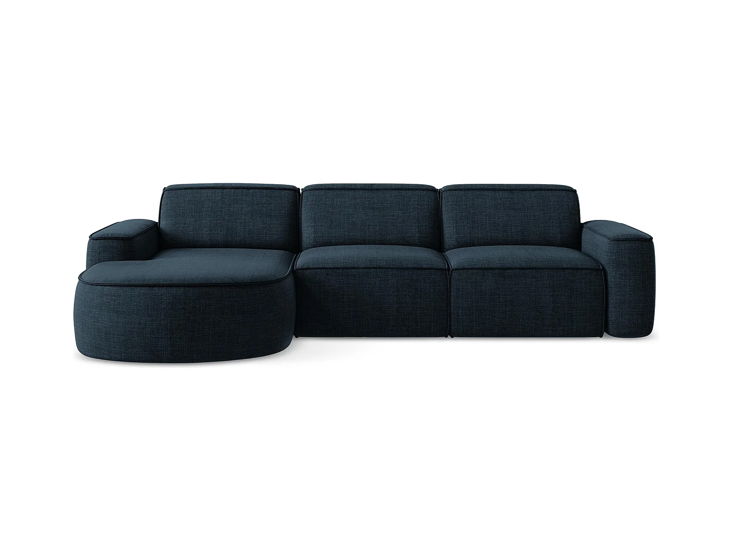 Canapé d'angle 3 places modulaire gauche en tissu texturé - bleu royal - OMAO