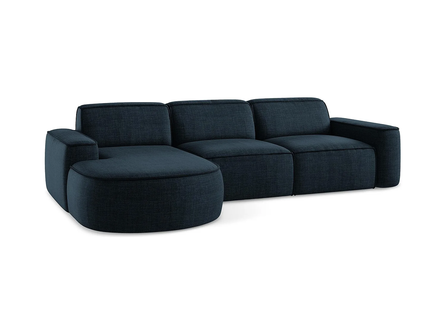 Canapé d'angle 3 places modulaire gauche en tissu texturé - bleu royal - OMAO