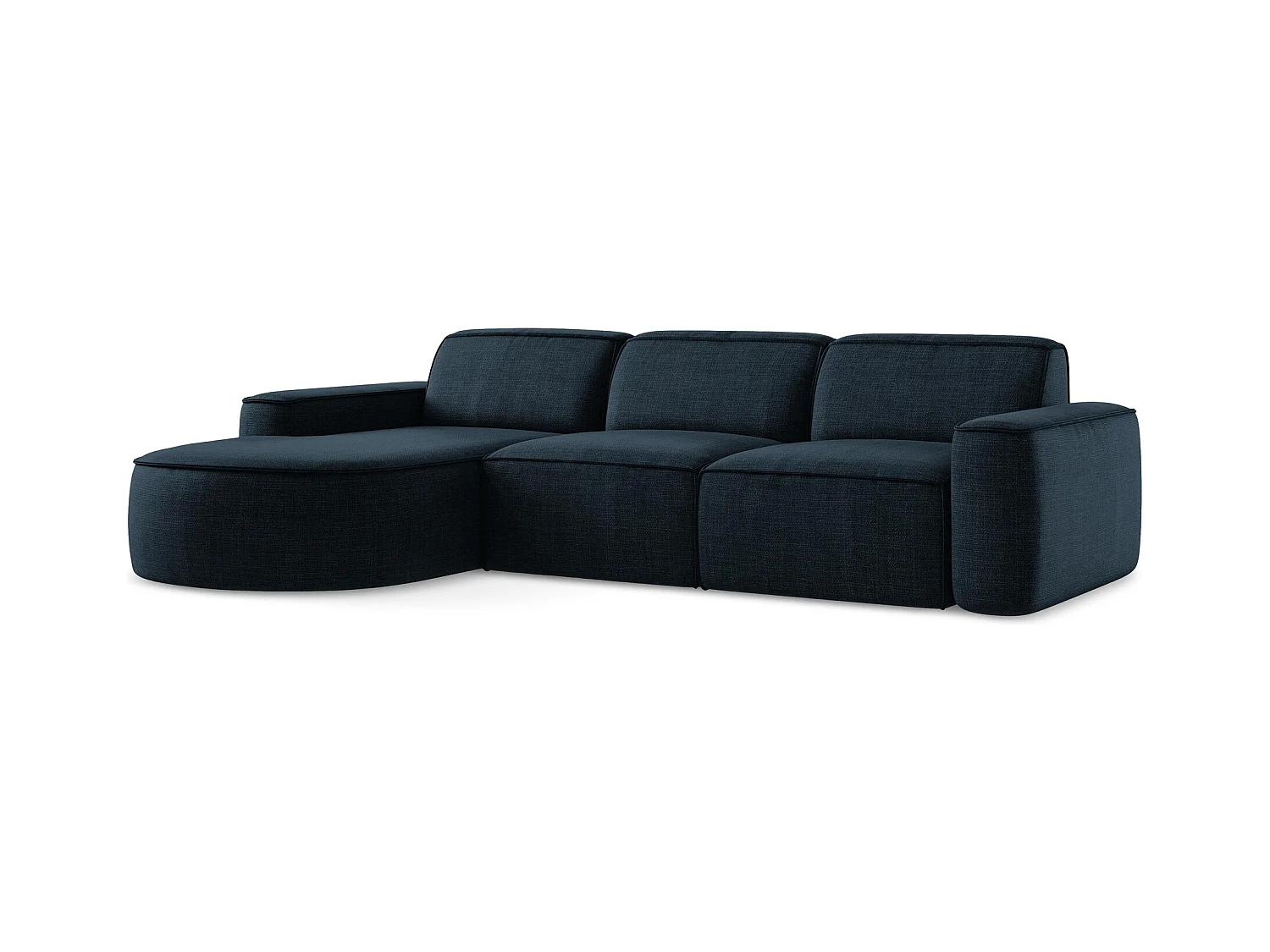 Canapé d'angle 3 places modulaire gauche en tissu texturé - bleu royal - OMAO