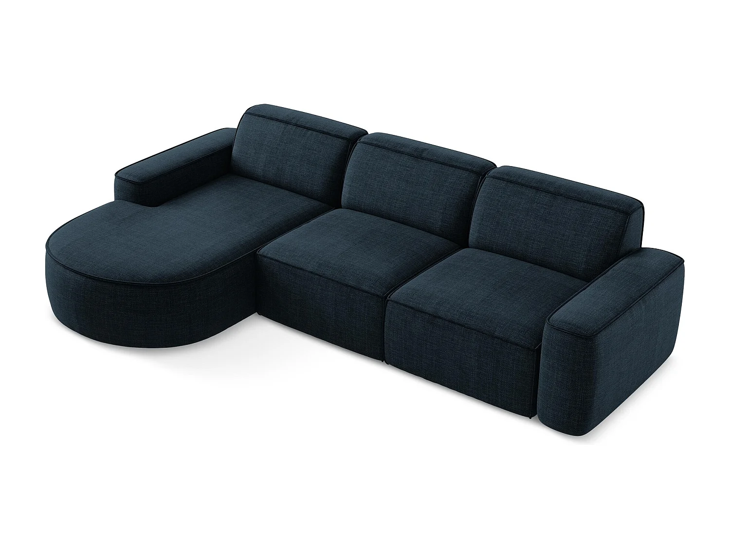 Canapé d'angle 3 places modulaire gauche en tissu texturé - bleu royal - OMAO