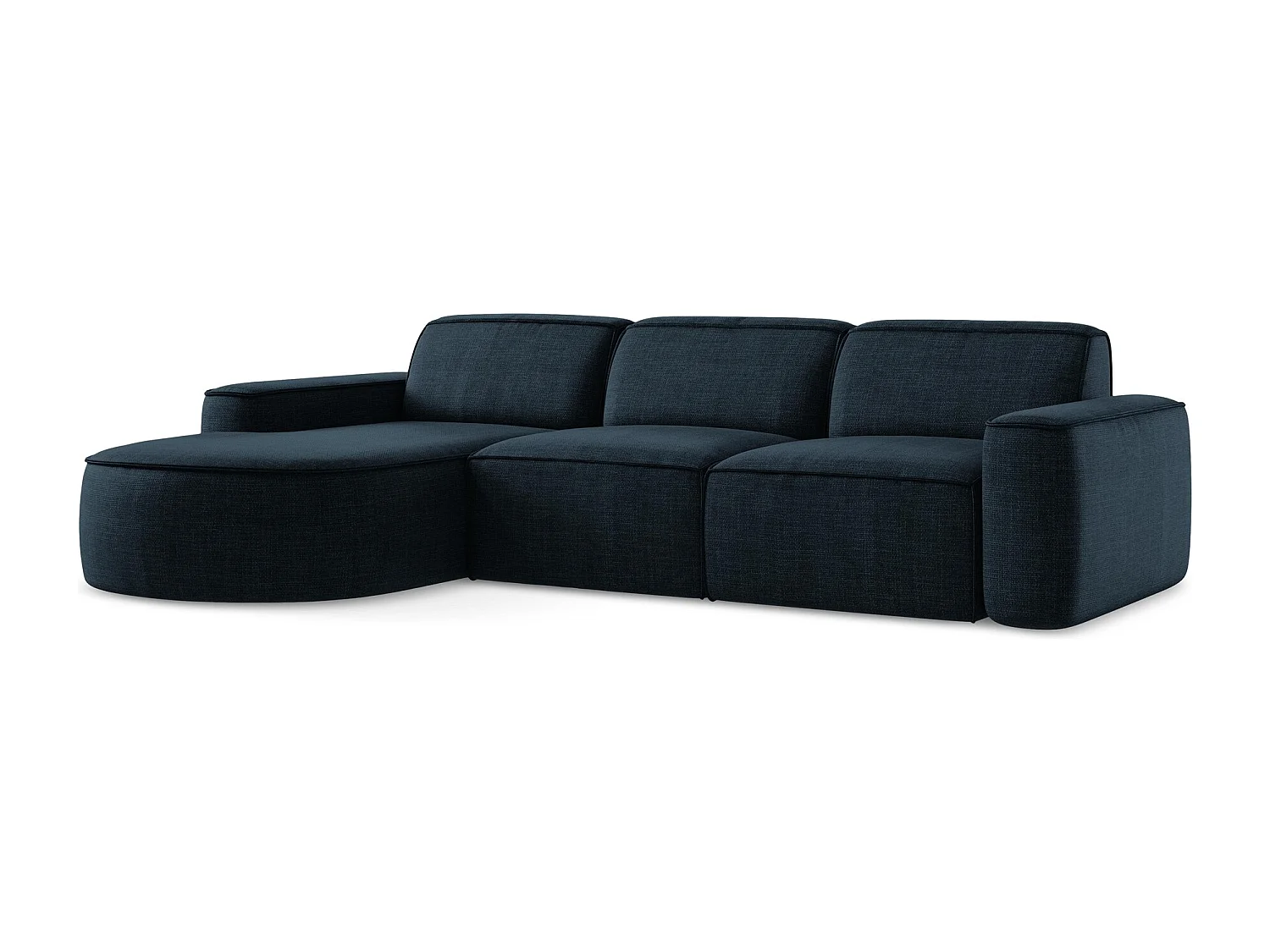 Modulaire hoekbank links van koningsblauw textuurstof - OMAO