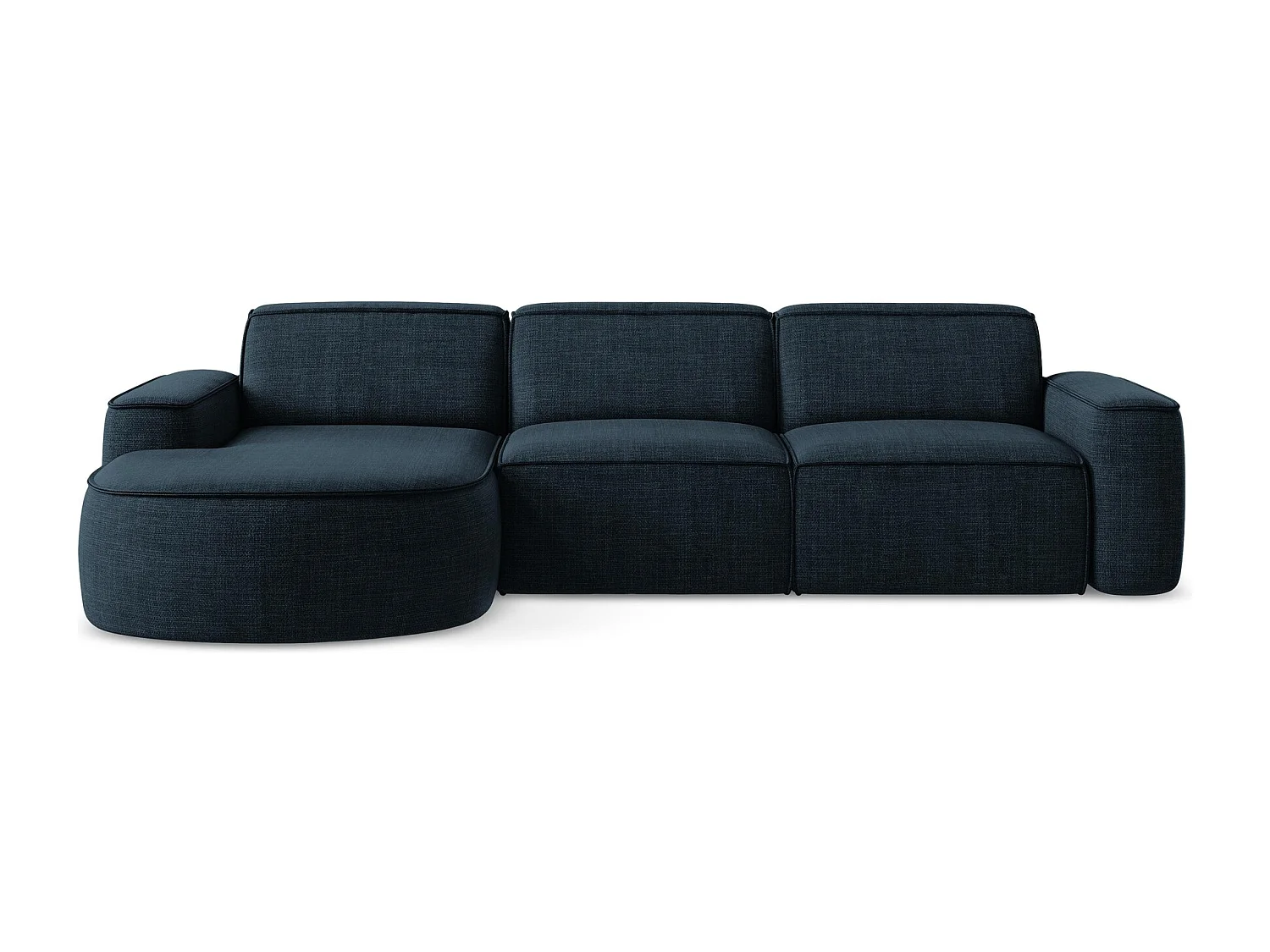 Modulaire hoekbank links van koningsblauw textuurstof - OMAO