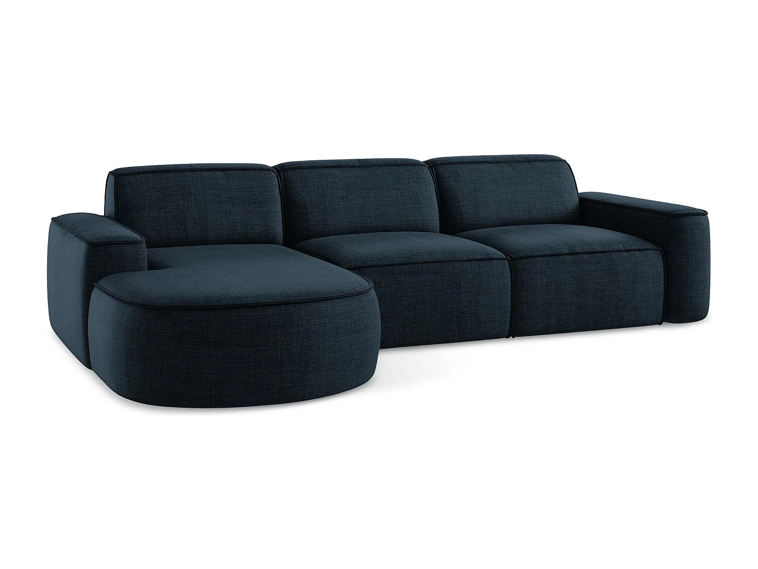 Modulaire hoekbank links van koningsblauw textuurstof - OMAO