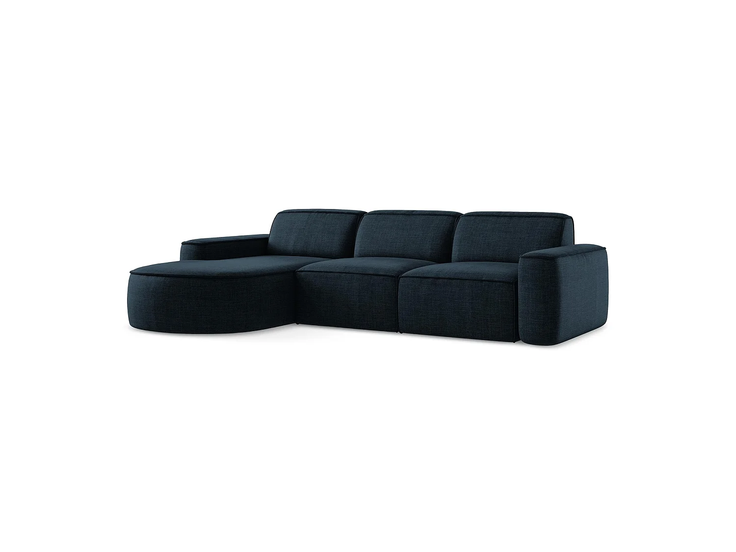 Canapé d'angle 3 places modulaire gauche en tissu texturé - bleu royal - MELISSA