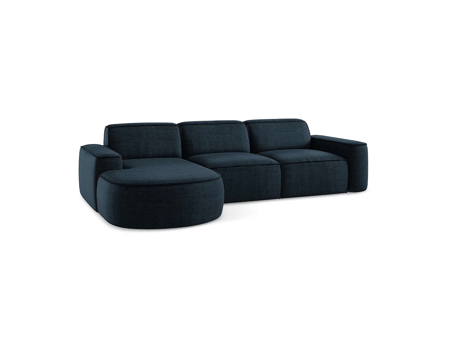 Canapé d'angle 3 places modulaire gauche en tissu texturé - bleu royal - MELISSA