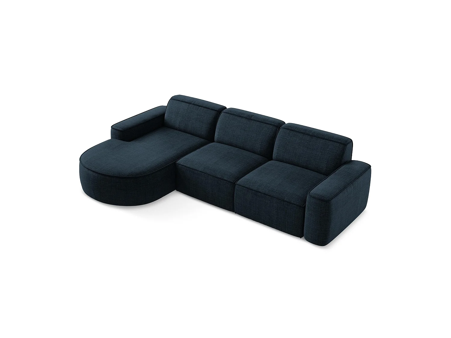Canapé d'angle 3 places modulaire gauche en tissu texturé - bleu royal - MELISSA