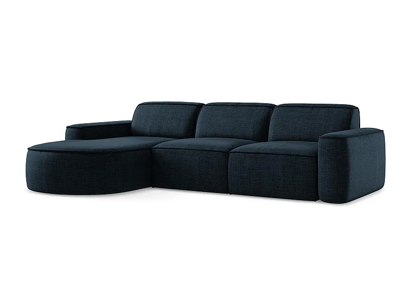 3-Sitzer Modulares Ecksofa - Ecke Links - Strukturstoff - Königsblau - OMAO