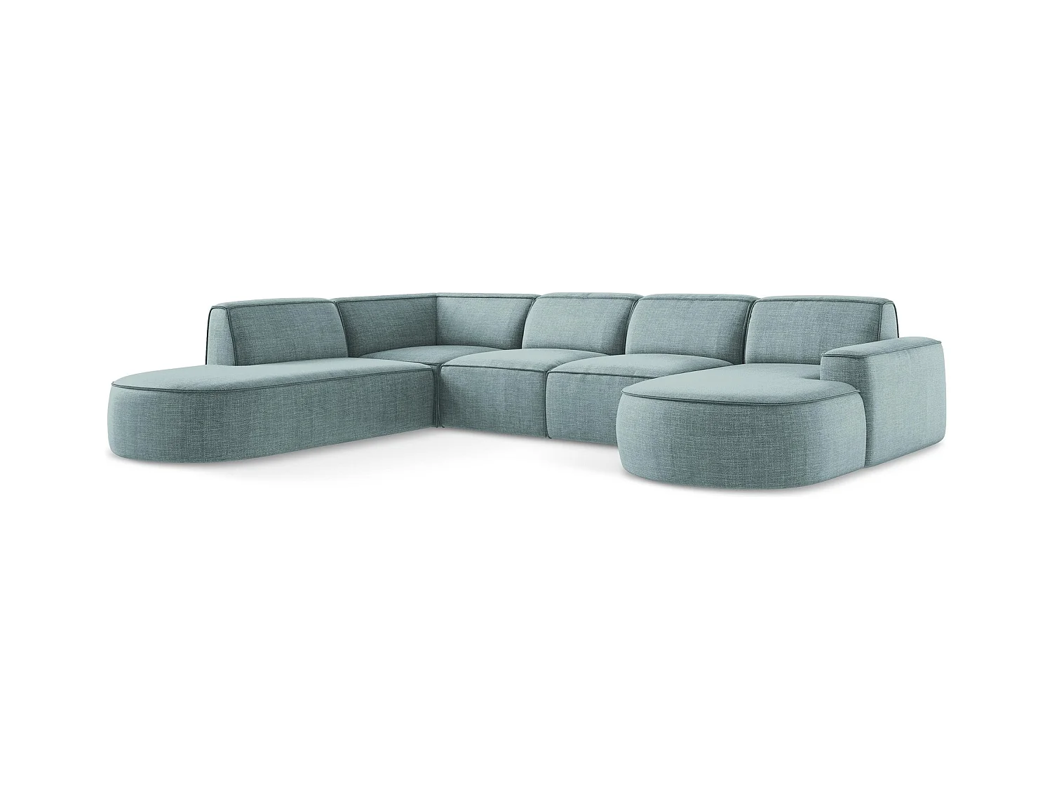 Canapé panoramique 4 places modulaire droit en tissu texturé - jeans - OMAO
