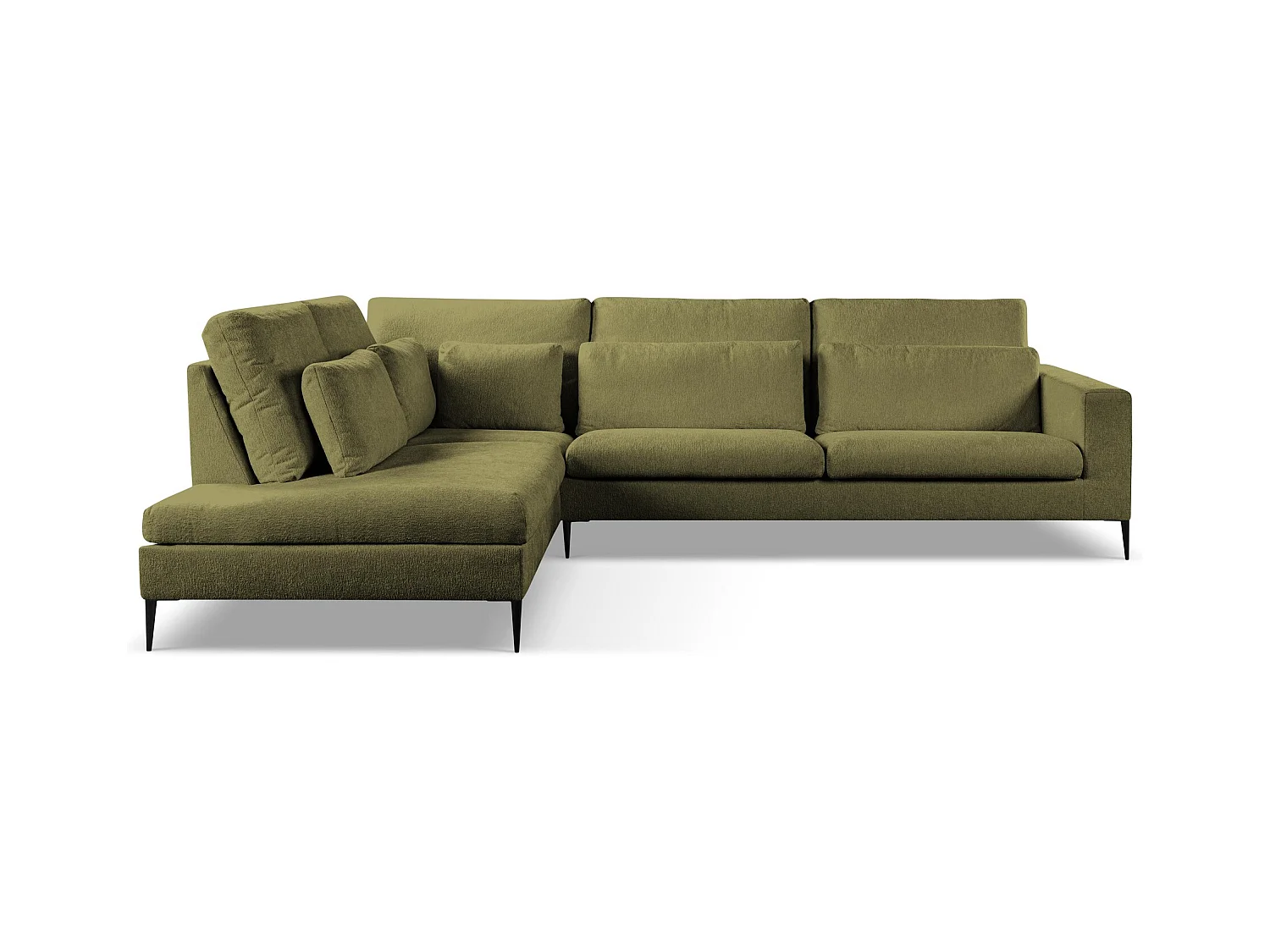 Canapé d’angle 4 places gauche en tissu chenille - olive - AKALA