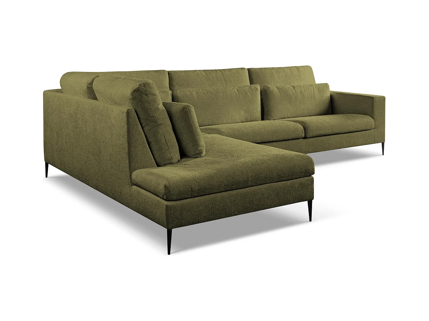 Canapé d’angle 4 places gauche en tissu chenille - olive - AKALA